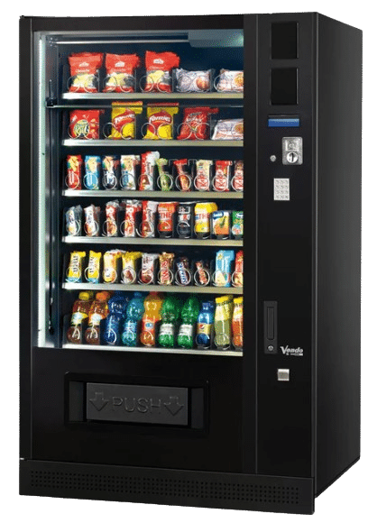 Vendo G-Snack Standard 10 Refurbished – Snack- en drankenautomaat met muntenwisselaar en contactloos betalen, ideaal voor bedrijven en kantoren.